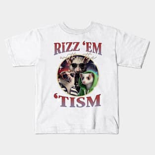 Rizz Em With The Tism Opossums Vintage Funny Possums Autism Awareness Kids T-Shirt